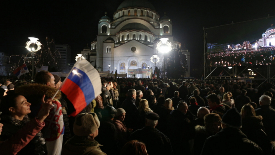 Putin i Vučić ispred Hrama Svetog Save, doček
