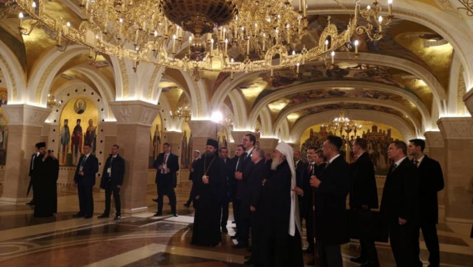 Vučić , Putin i patrijarh Irinej, Hram svetog Save