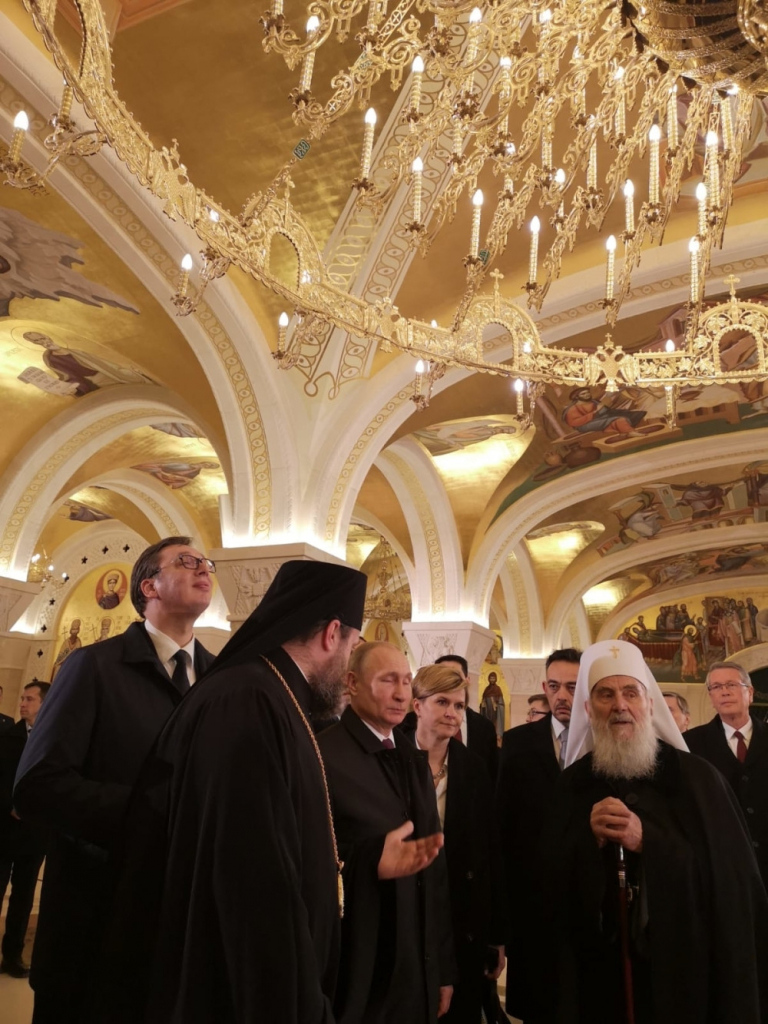 Vučić , Putin i patrijarh Irinej, Hram svetog Save