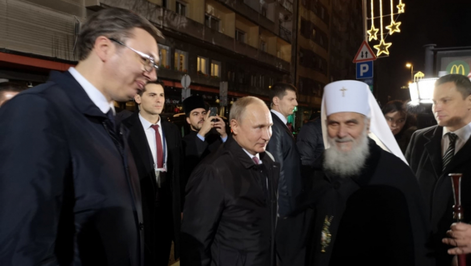 Vučić , Putin i patrijarh Irinej, Hram svetog Save