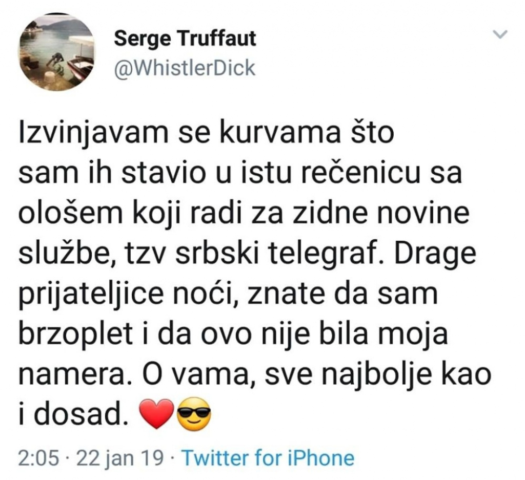 Objava Sergeja Trifunovića