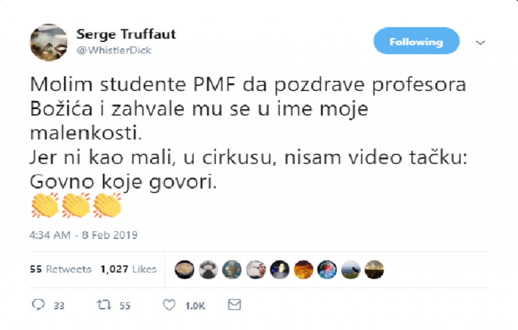 Sergej Trifunović na Tviteru