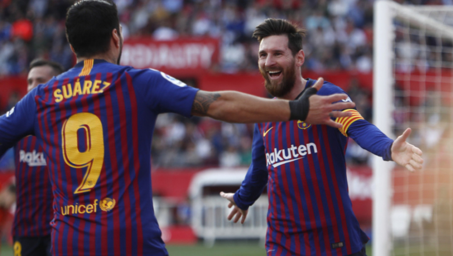 Slavlje Mesija i Suareza protiv Sevilje