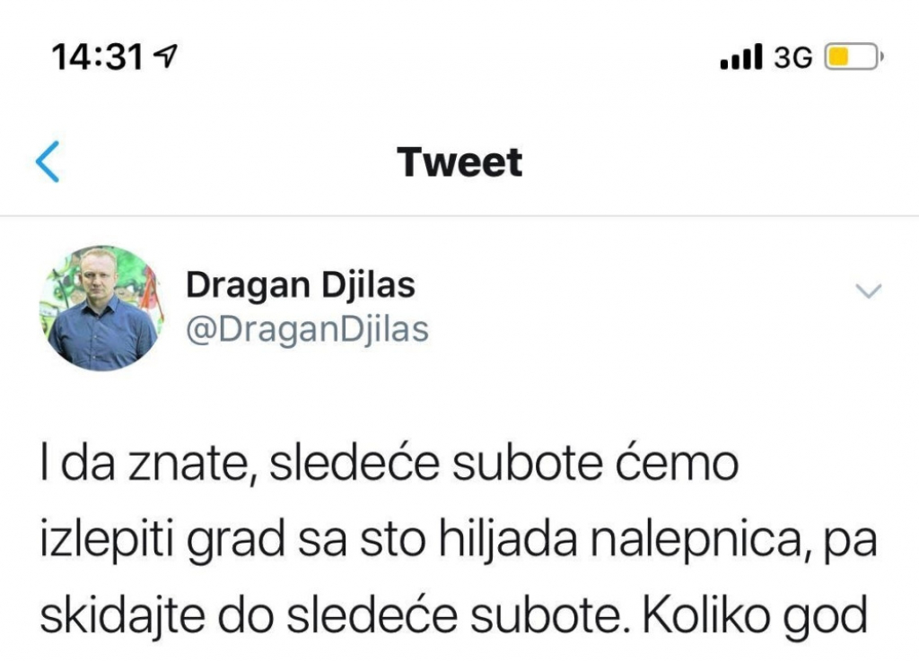 Objava Dragana Đilasa