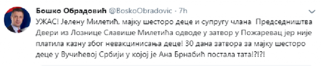 Boško Obradović, Tviter