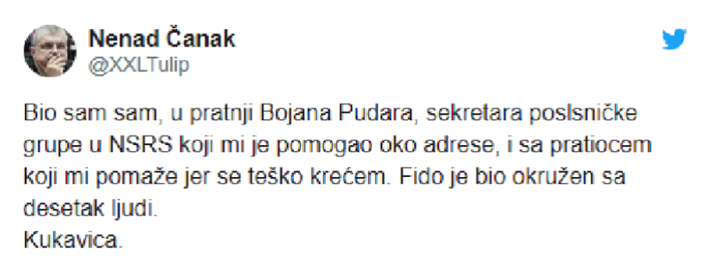 Nenad Čanak, Tviter
