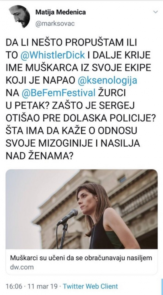 Objava Matije Medenice
