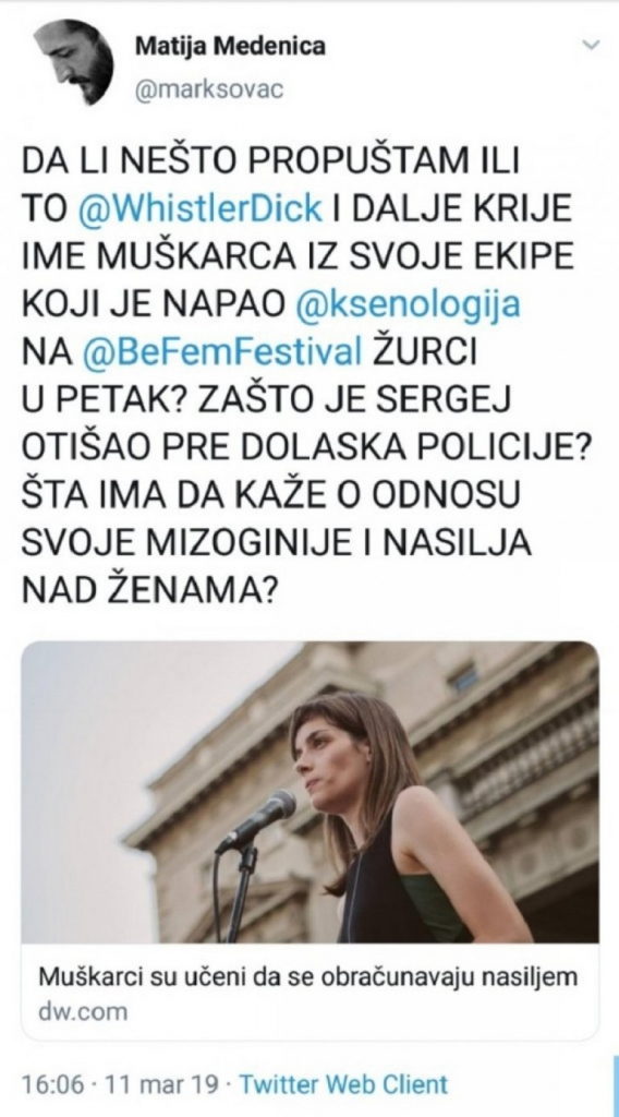 Matija Medenica, Tviter