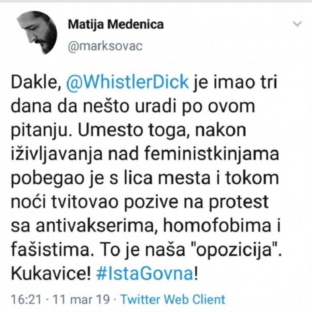 Matija Medenica, Tviter