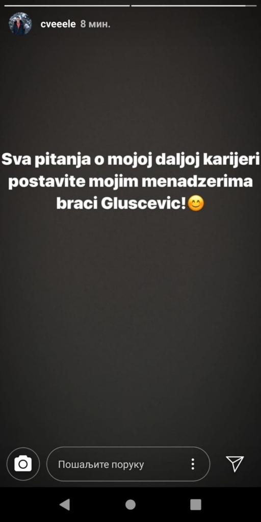Poruka Luke Cvetićanina na Instagramu
