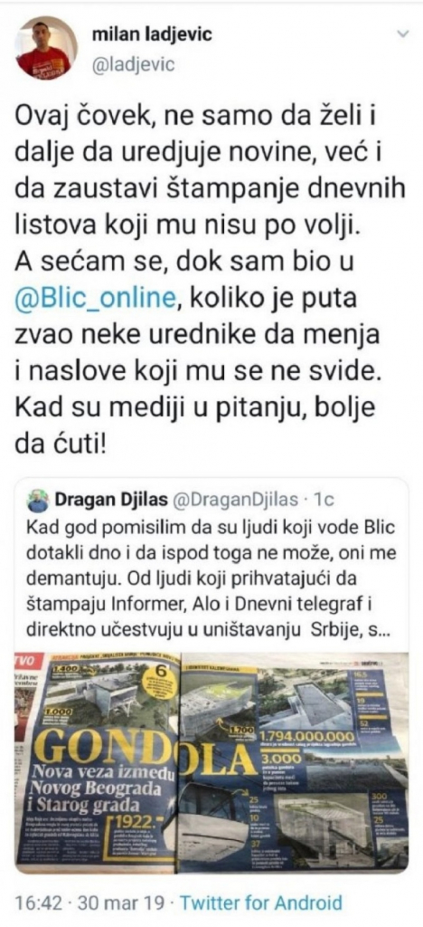 Đilas, napad na novinare