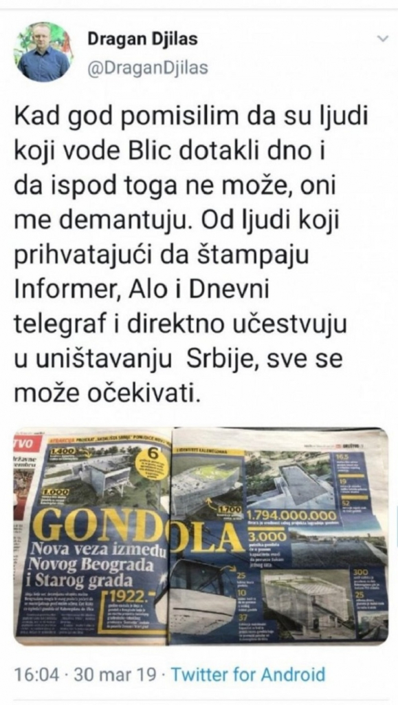 Đilas, napad na novinare