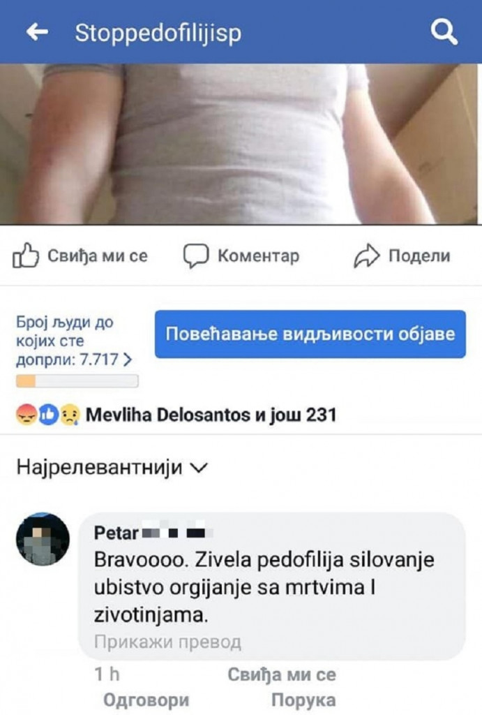 Veličanje pedofilije na Fejsbuku