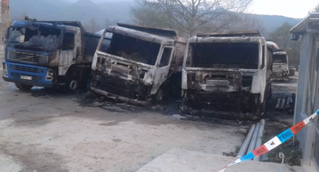 vranje, požar, pljenje, kamioni,