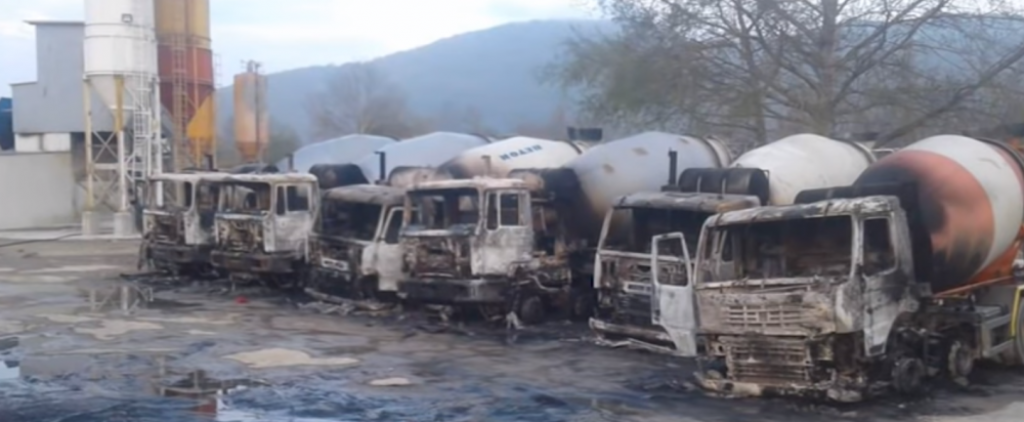 vranje, požar, pljenje, kamioni, 