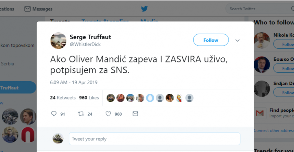 Sergej Trifunović, tvit