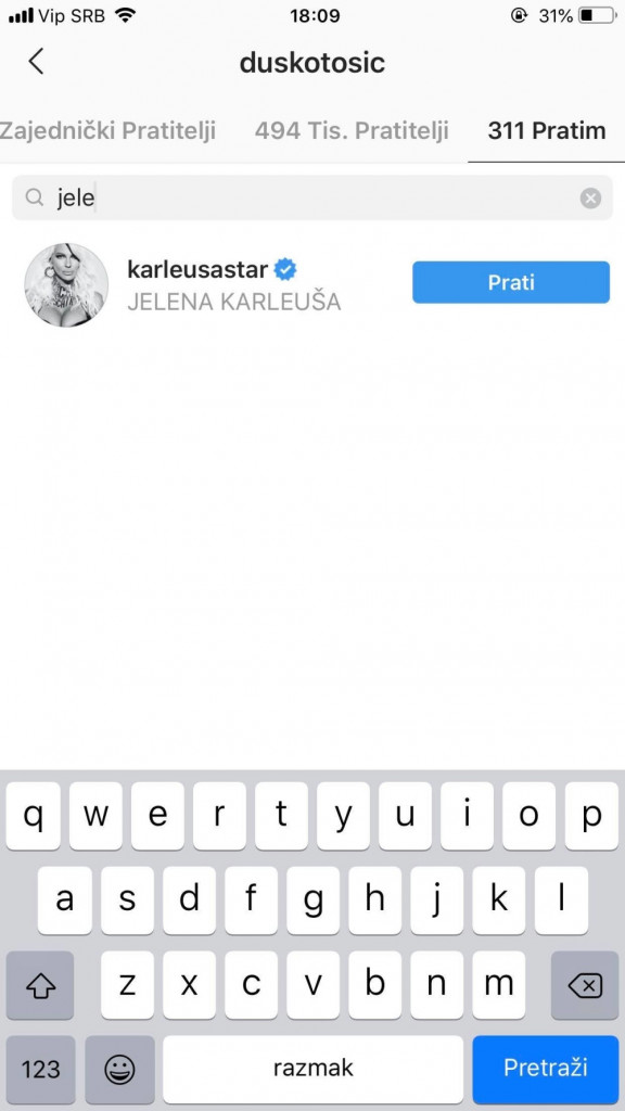 Jelena Karleuša, Duško Tošić