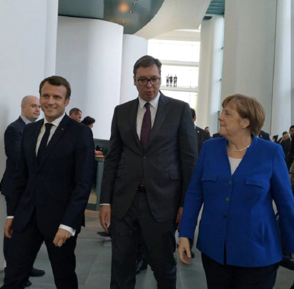 Aleksandar Vučić, Angela Merkel, Emanuel Makron