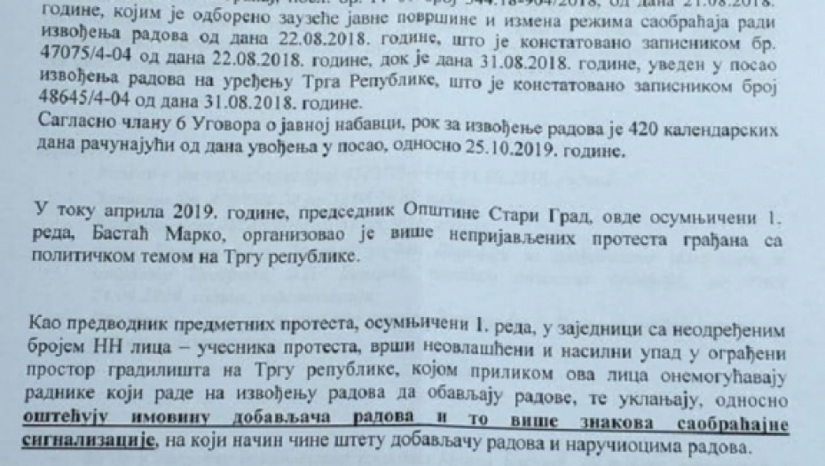 Tužba protiv Marka Bastaća