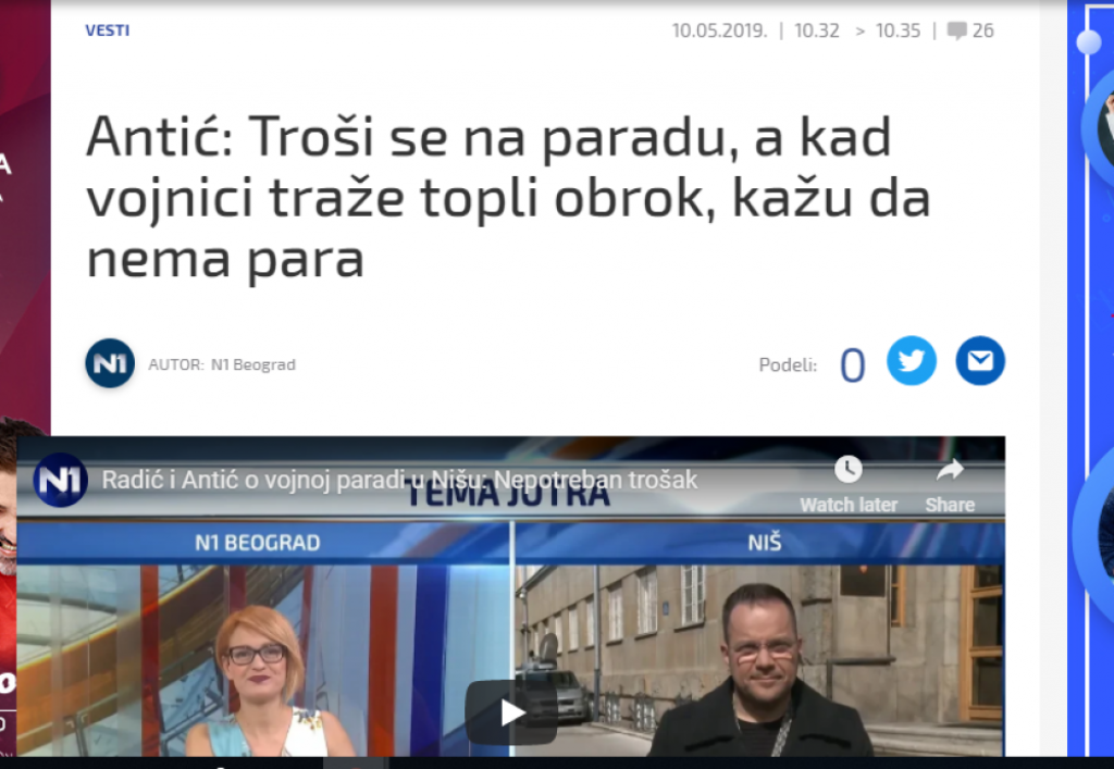 vojna parada, kritika,