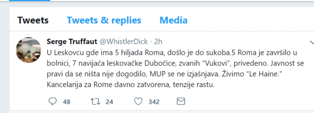 Sergej Trifunović, tvit