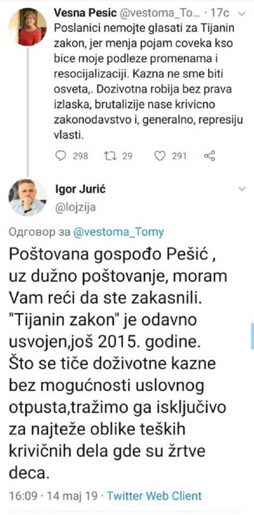 Tvit Vesne Pešić