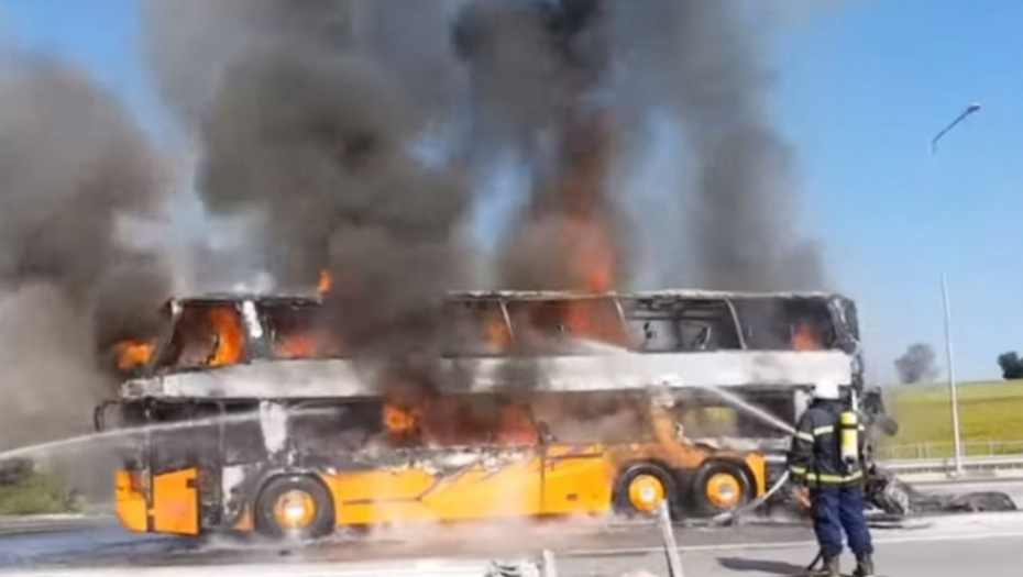 autobus, požar, tabanovci, granica, Makedonija