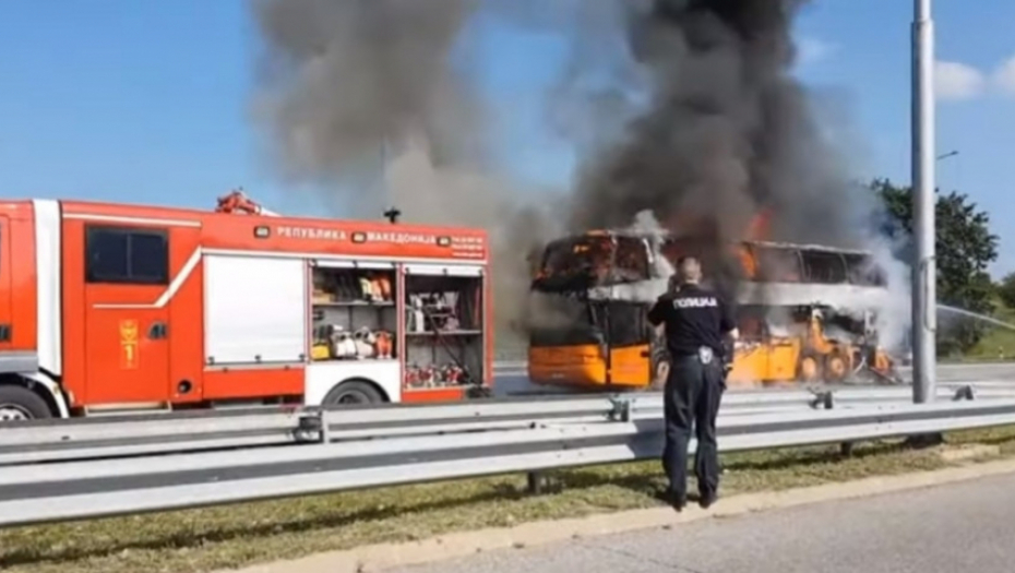autobus, požar, tabanovci, granica, Makedonija