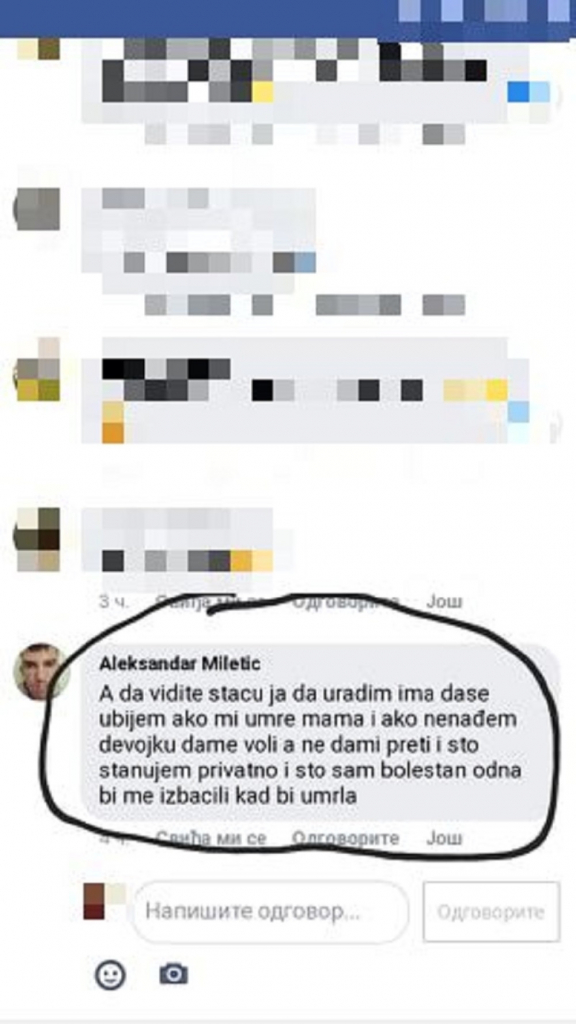 Aleksandar Miletić, pretnje samoubistvom, Fejsbuk