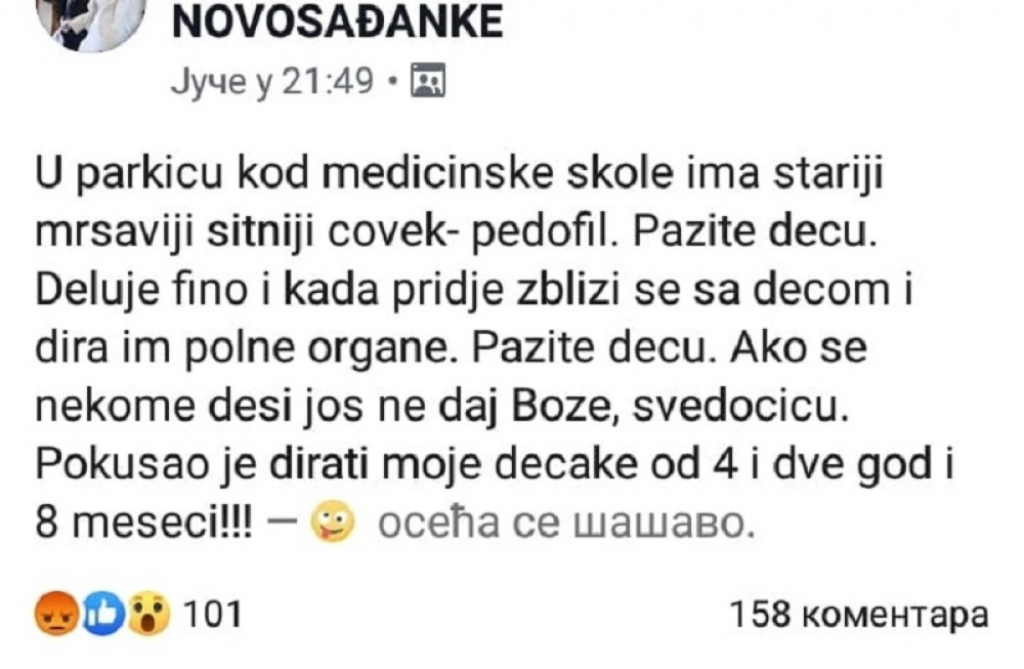 Fejsbuk objava, Novosađanke