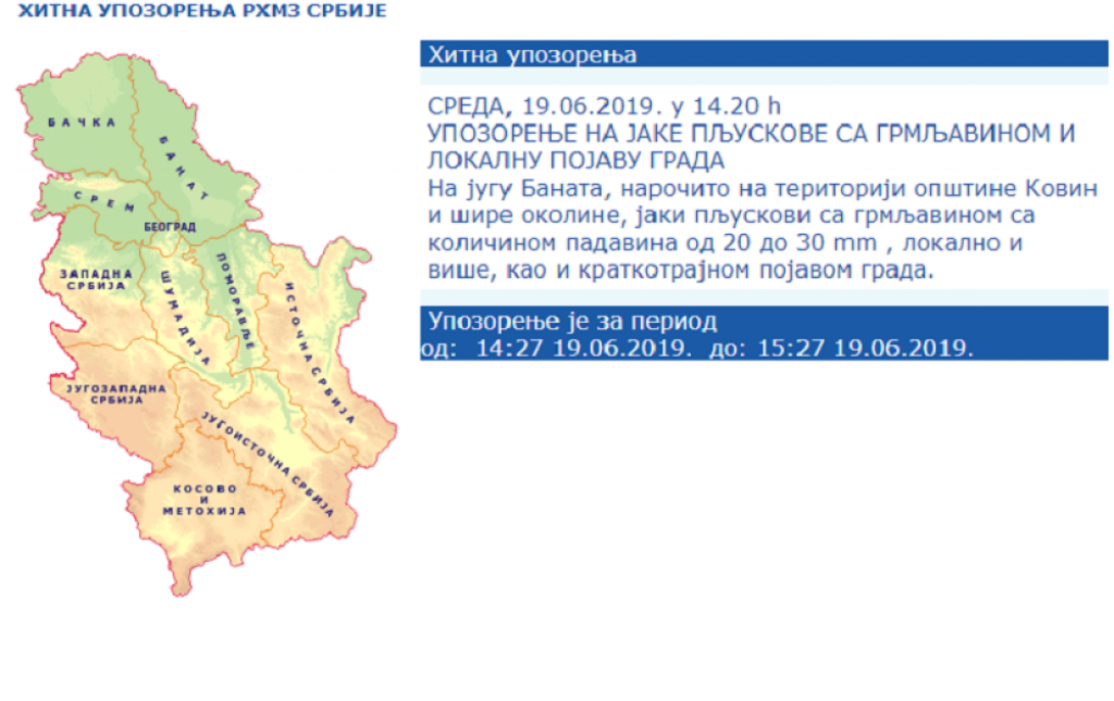 Upozorenje meteorologa