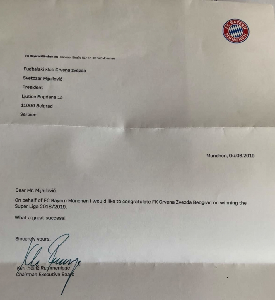 Rumenigeovo pismo Crvenoj zvezdi