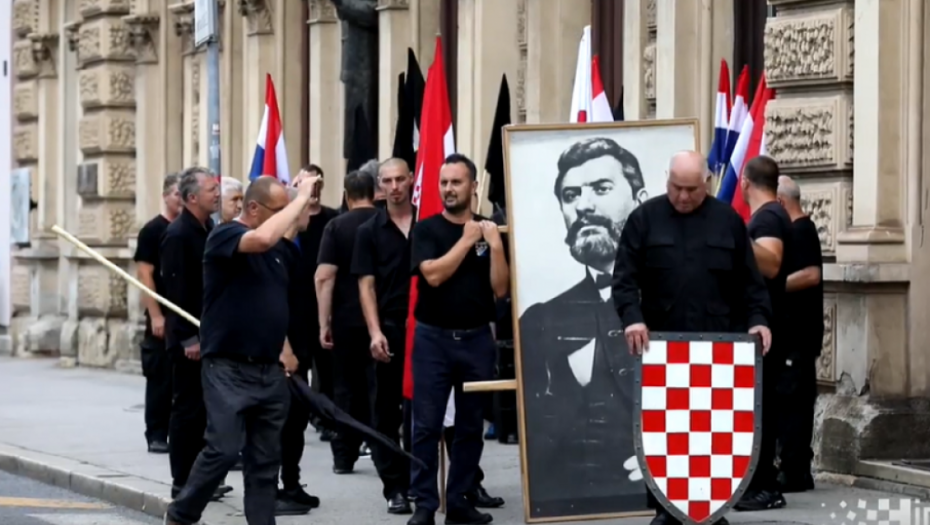 Ustaše iz A-HSP marširaju Zagrebom