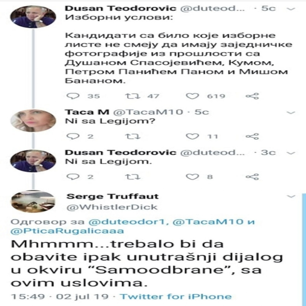 Sergej Trifunović, akademik Teodorović, Tviter
