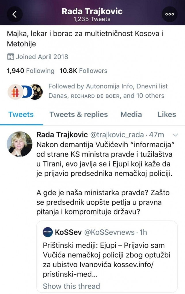 Rada Trajković - tvit