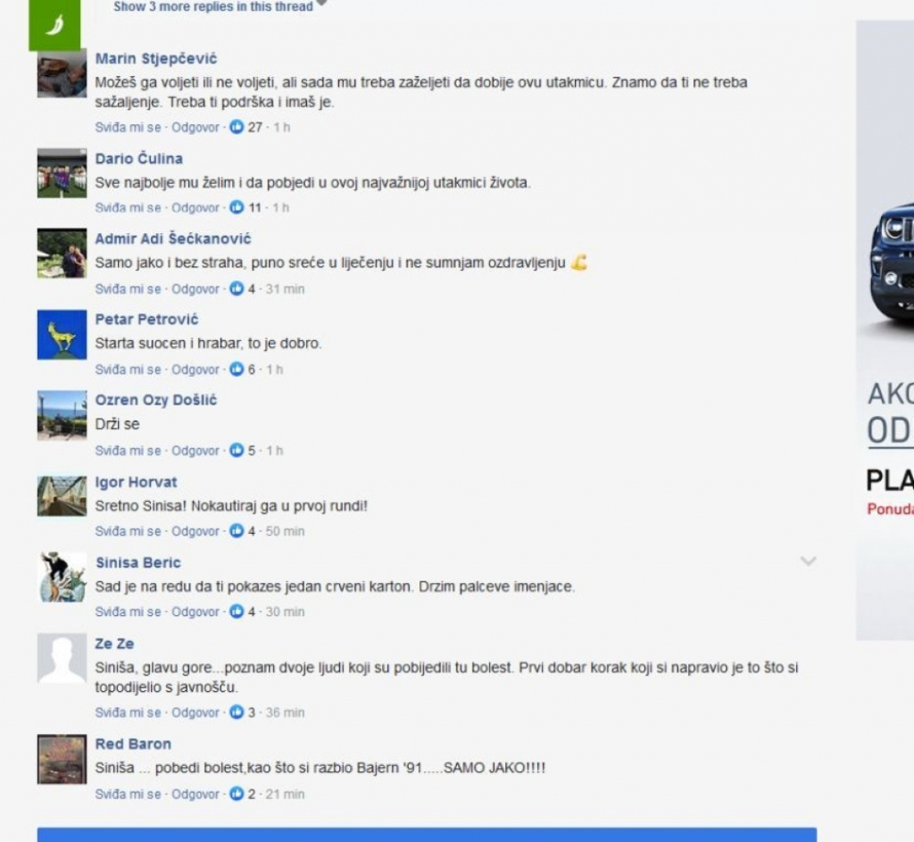 Komentari Hrvata na bolest Mihajlovića