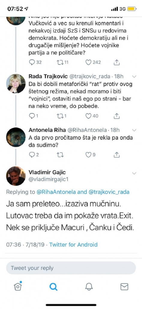 Advokat Vladimir Gajić, uvrede, Tviter