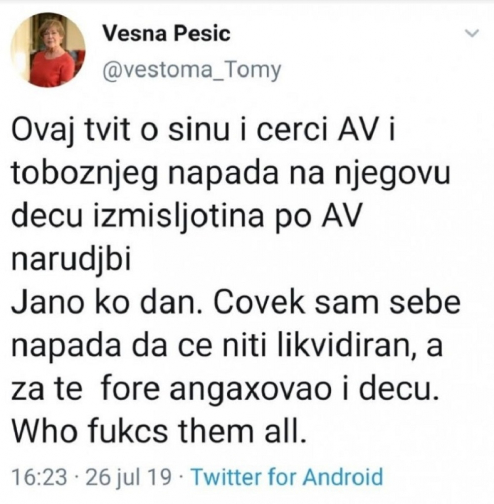 Tvit Vesne Pešić