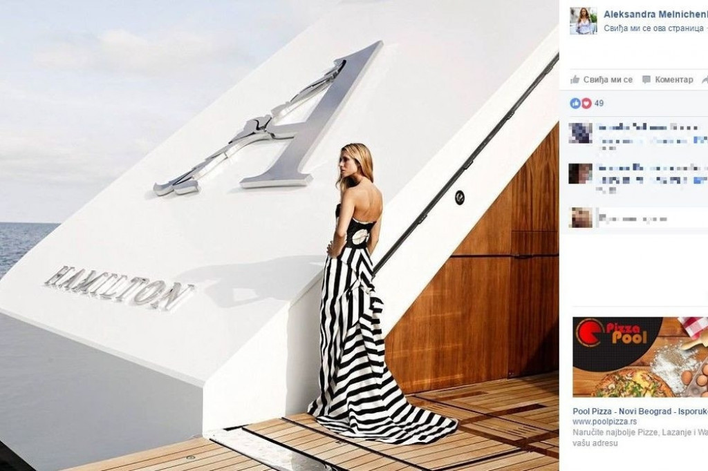 Aleksandra Sandra Meljničenko, jahta