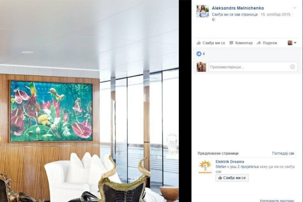 Aleksandra Sandra Meljničenko, jahta