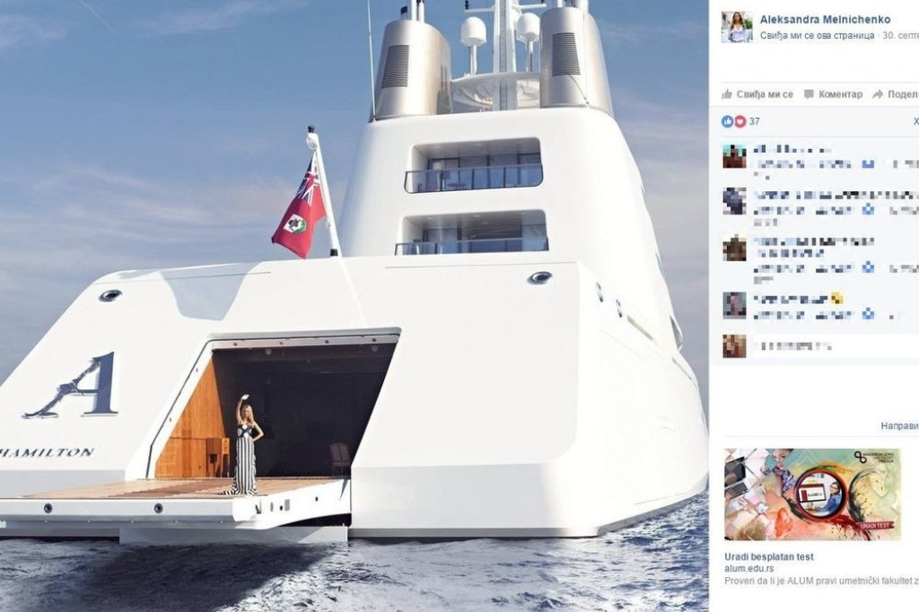 Aleksandra Sandra Meljničenko, jahta