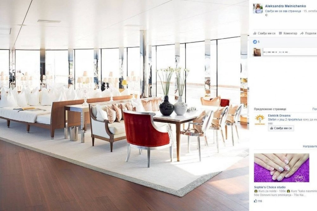 Aleksandra Sandra Meljničenko, jahta