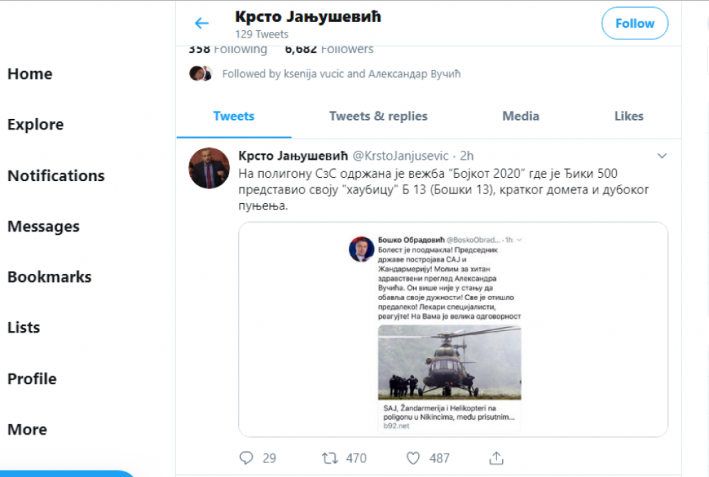 Krsto Janjušević, Boško Obradović, odgovor