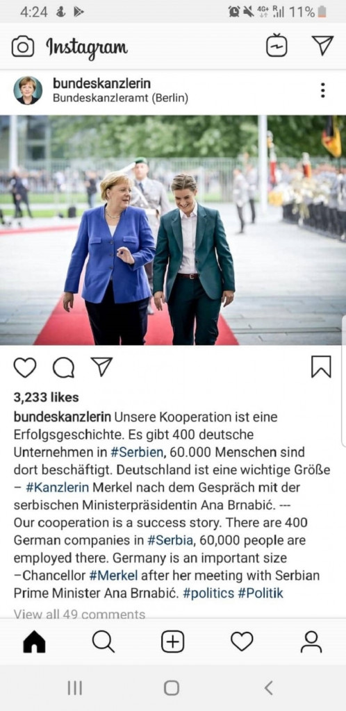Angela Merkel, Ana Brnabić