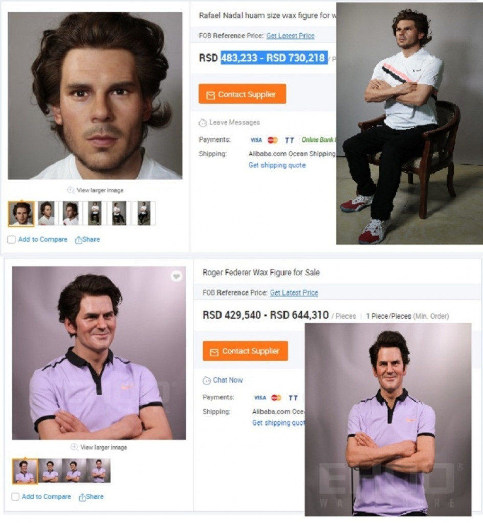 Rodžer Federer i Rafael Nadal voštane figure