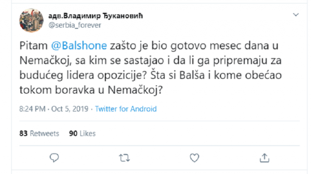 Vladimir Đukanović, Balša Božović, pitanje