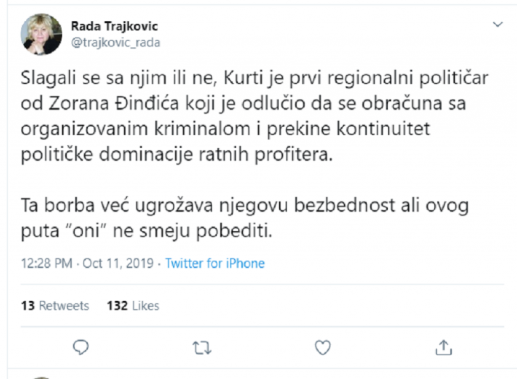 Rada Trajković, tviter
