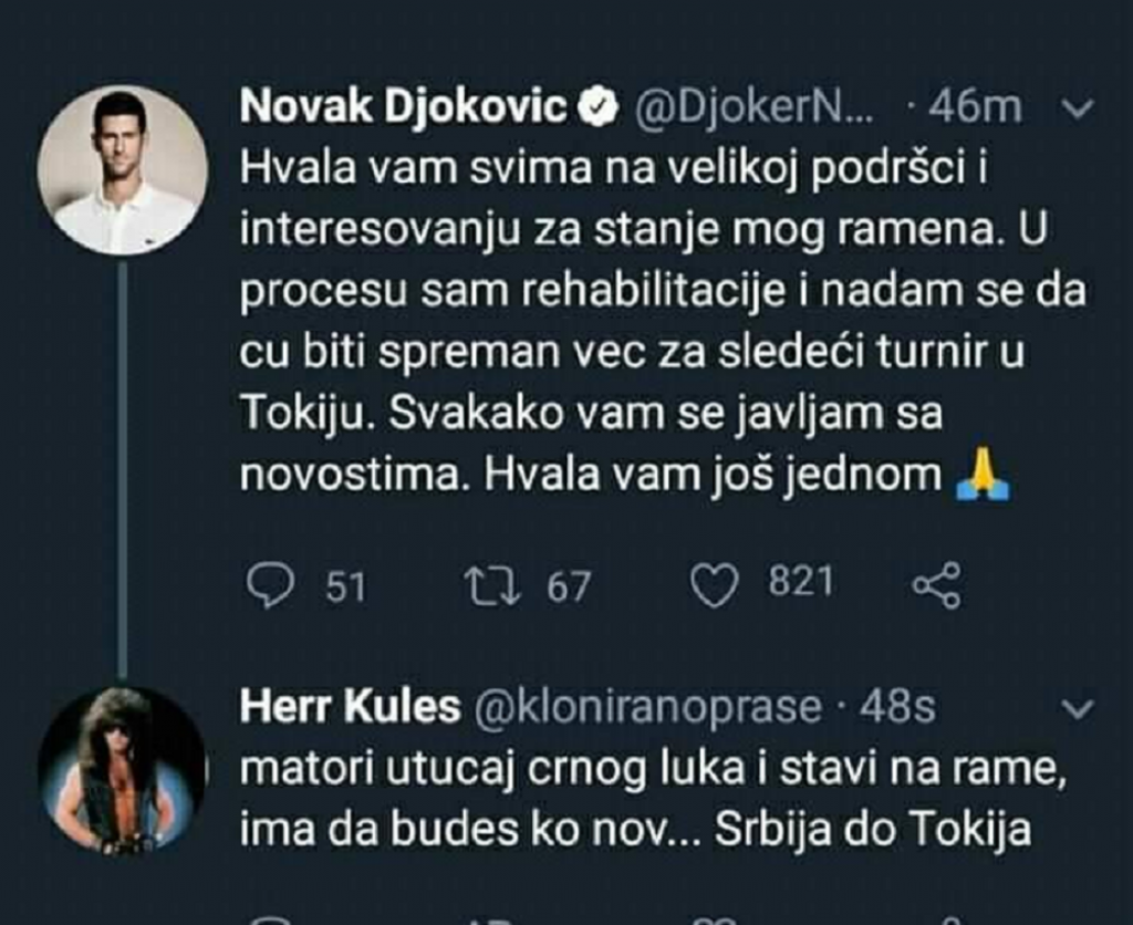tvit Novaka Đokovića