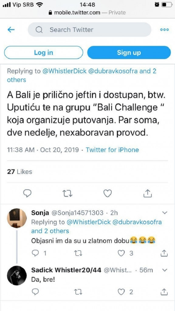 Sergej Trifunović, prepiska na Tviteru