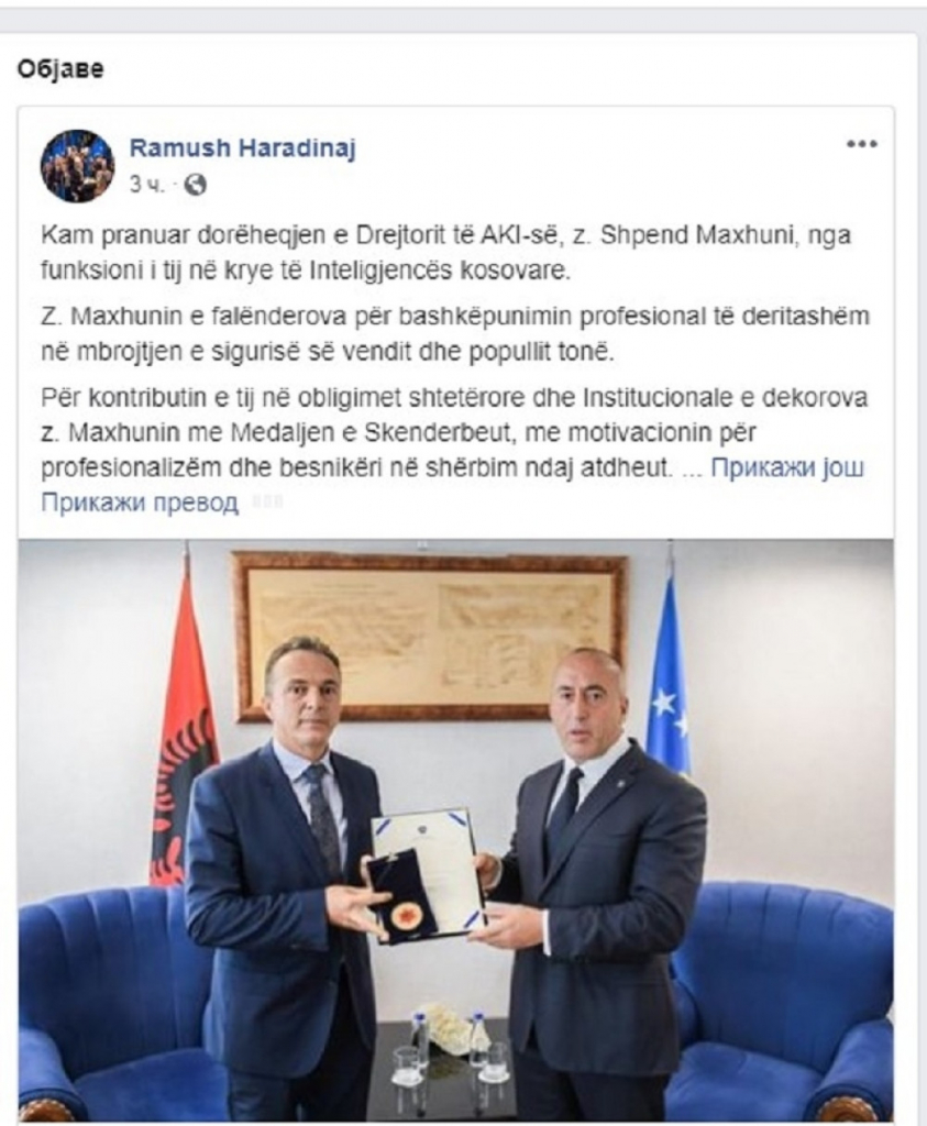 Špend Mađuni, Haradinaj, obaveštajac, Kosovo